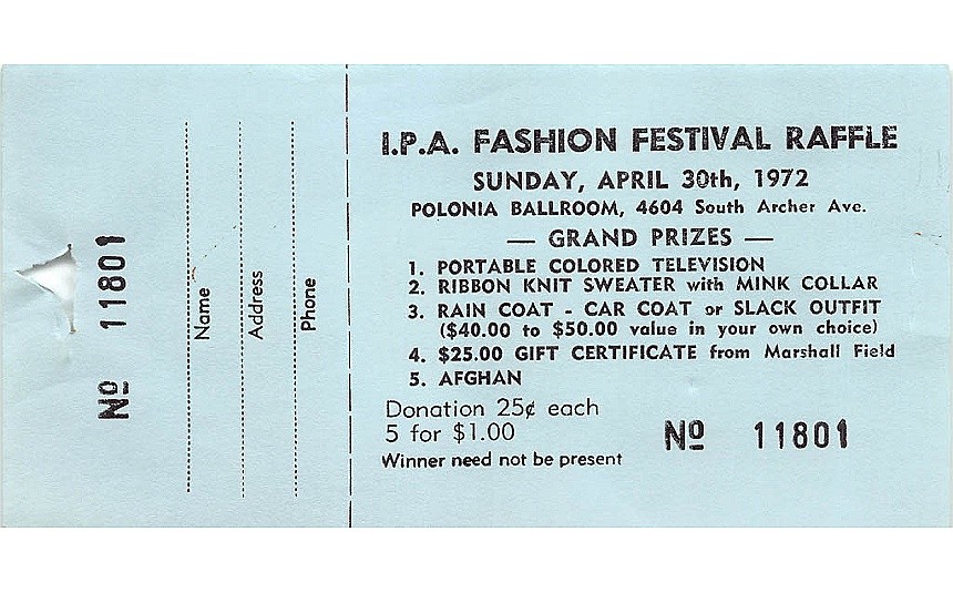 1972 IPA Fashion Festival Raffle Ticket